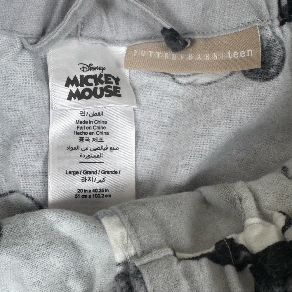 Disney Pottery Barn Teen Flannel Mickey Mouse Gray Pajama Shirt & Pant Set Large - Picture 4 of 9